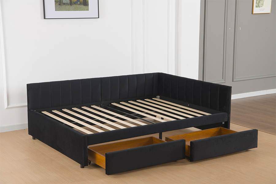 4856D Storage Velvet Sofa Bed for Small Spaces