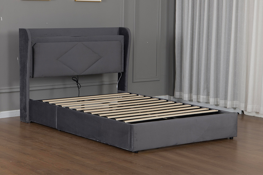 5005-1-3GU Adjustable and Eco-Friendly Upholstered Hydraulic Storage Bed Frame