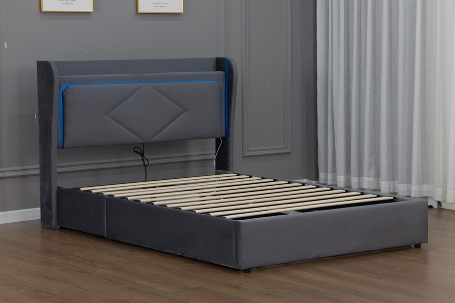 5005-1-3GU Adjustable and Eco-Friendly Upholstered Hydraulic Storage Bed Frame