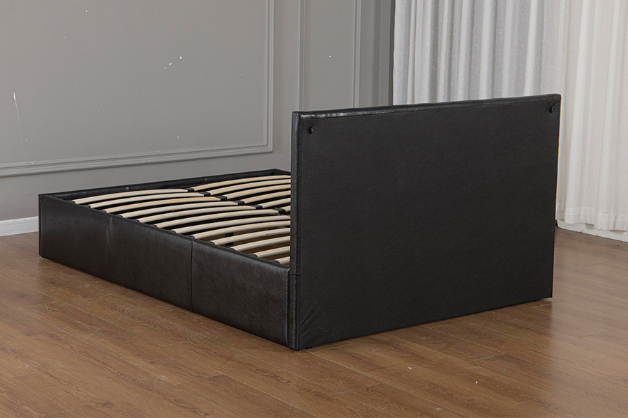 5030G Modern Black Faux Leather Upholstered Storage Bed Frame