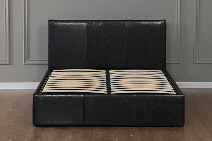 5030G Modern Black Faux Leather Upholstered Storage Bed Frame