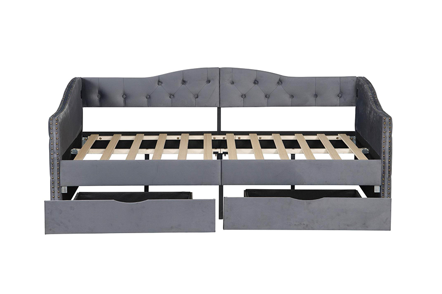 N13 European modern gray velvet cushion Storage Sofa bed