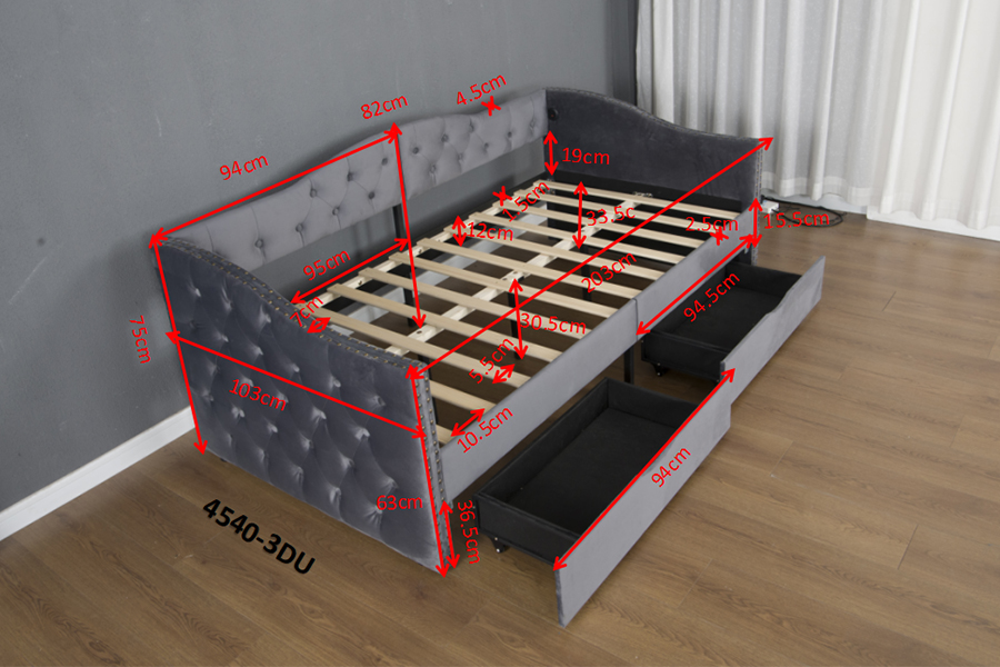 N13 European modern gray velvet cushion Storage Sofa bed