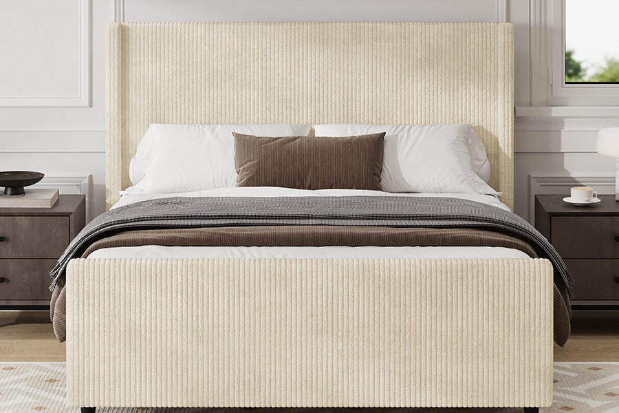 N12 Adjustable Wingback Easy to disassemble Upholstered Bed Frame