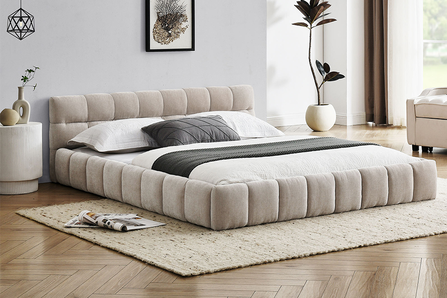 N11 Modern square design Comfortable and adjustable Upholstered Bed Frame