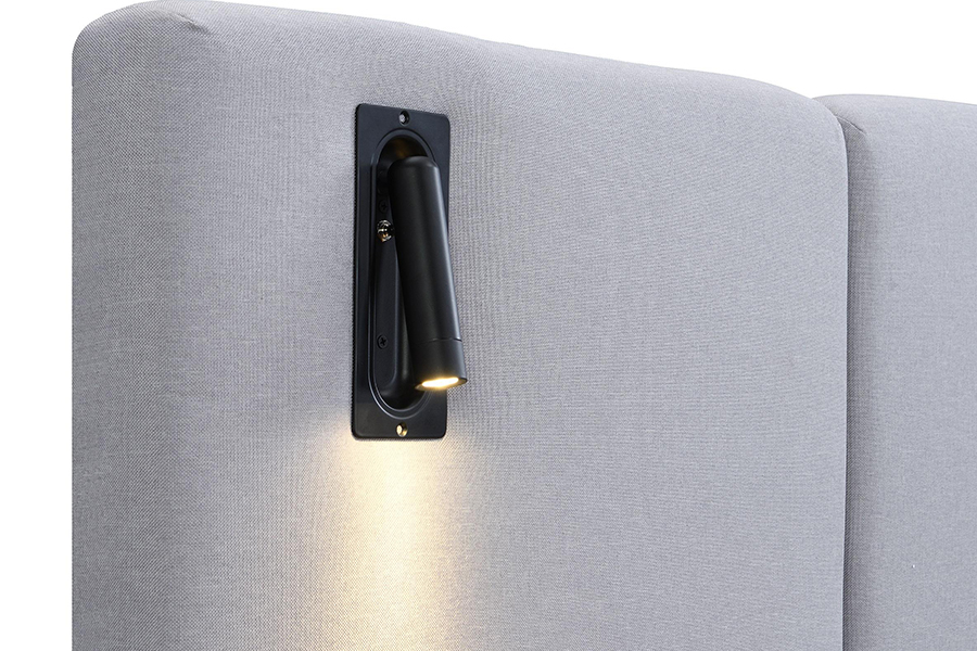 N1 Dark Gray Durable Fabric Sturdy Slat LED Upholstered Bed Frame