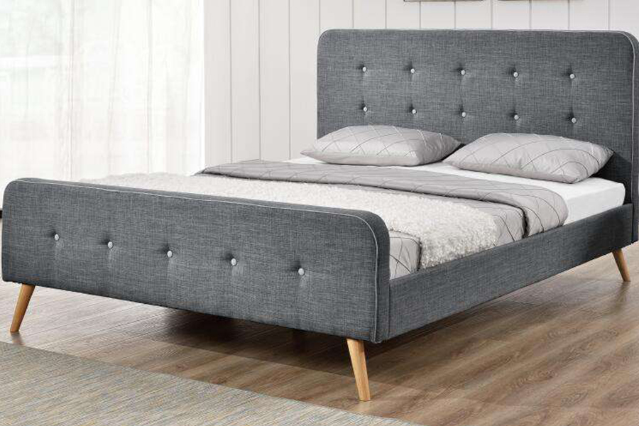 1161 Linen Fabric Bed Frame High durability Upholstered Bed