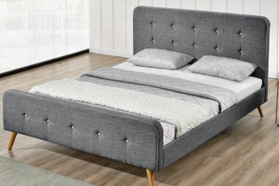 1161 Linen Fabric Bed Frame High durability Upholstered Bed