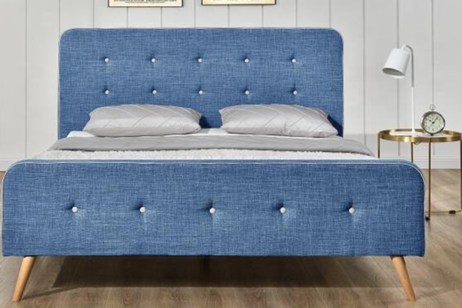 1161 Linen Fabric Bed Frame High durability Upholstered Bed