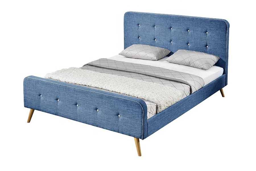 1161 Linen Fabric Bed Frame High durability Upholstered Bed
