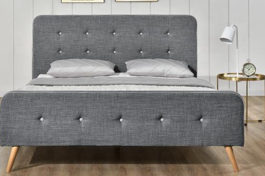 1161 Linen Fabric Bed Frame High durability Upholstered Bed