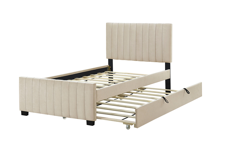 N9 Durable Eco-Friendly Trundle Bunk Upholstered Bed Frame