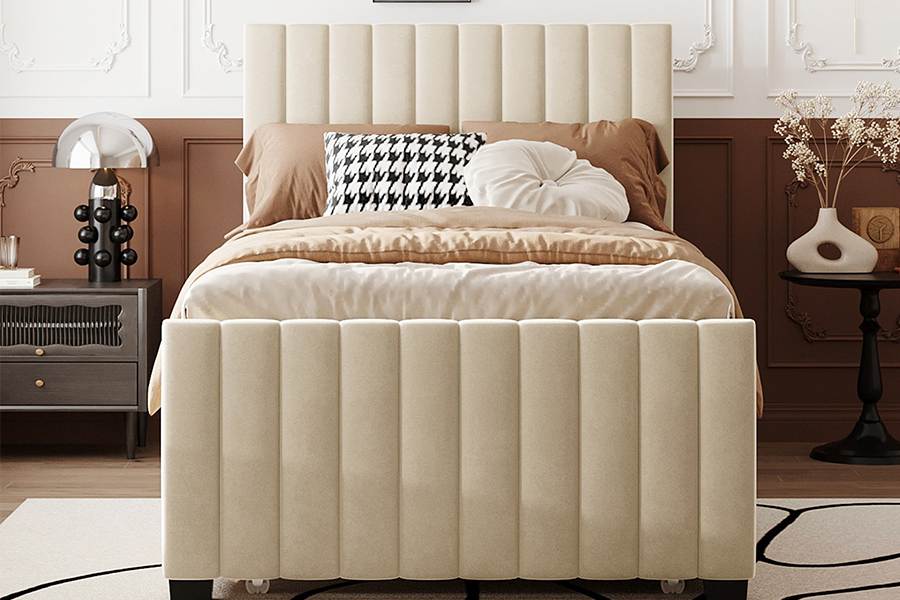 N9 Durable Eco-Friendly Trundle Bunk Upholstered Bed Frame