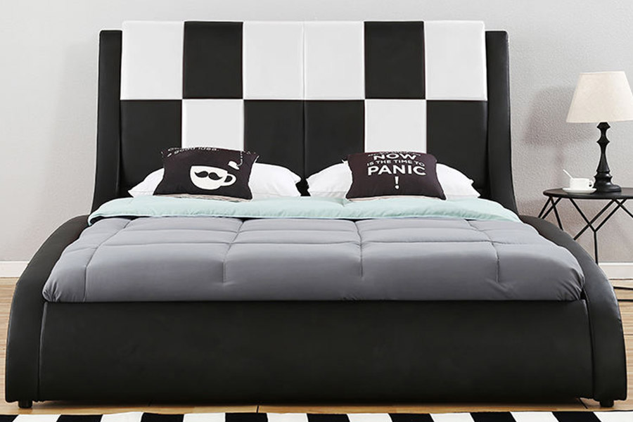 1443  Double king Size PU Synthetic Leather  Upholstered Bed