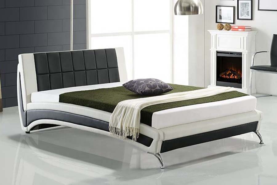 1857 Modern Contemporary Faux Leather LED Upholstered Bed Frame