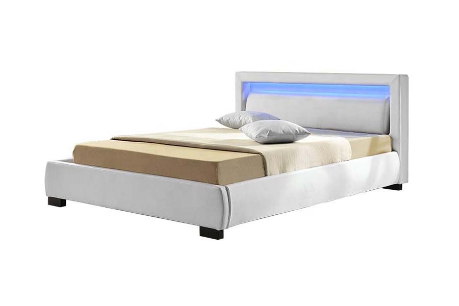 1857 Modern Contemporary Faux Leather LED Upholstered Bed Frame