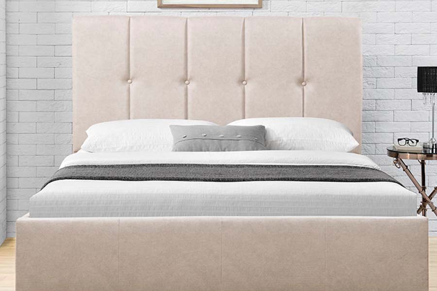 1616 King Size Soft Fabric Bed Button Design Upholstered Bed
