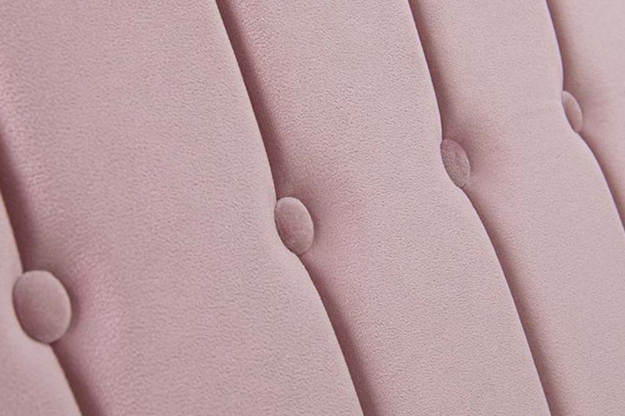 1598 Pink Velvet Fabric with Wooden Panel Upholstered Bed