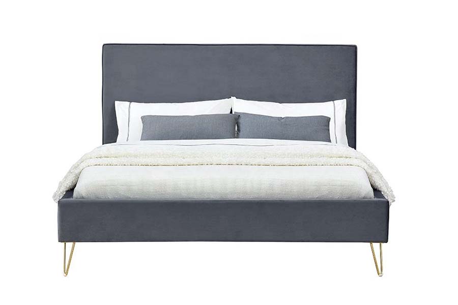 1476 Colorful Velvet Fabric Platform Bed Upholstered Bed