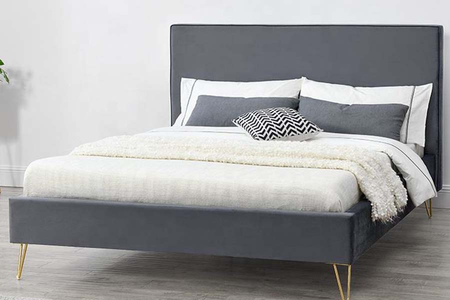 1476 Colorful Velvet Fabric Platform Bed Upholstered Bed