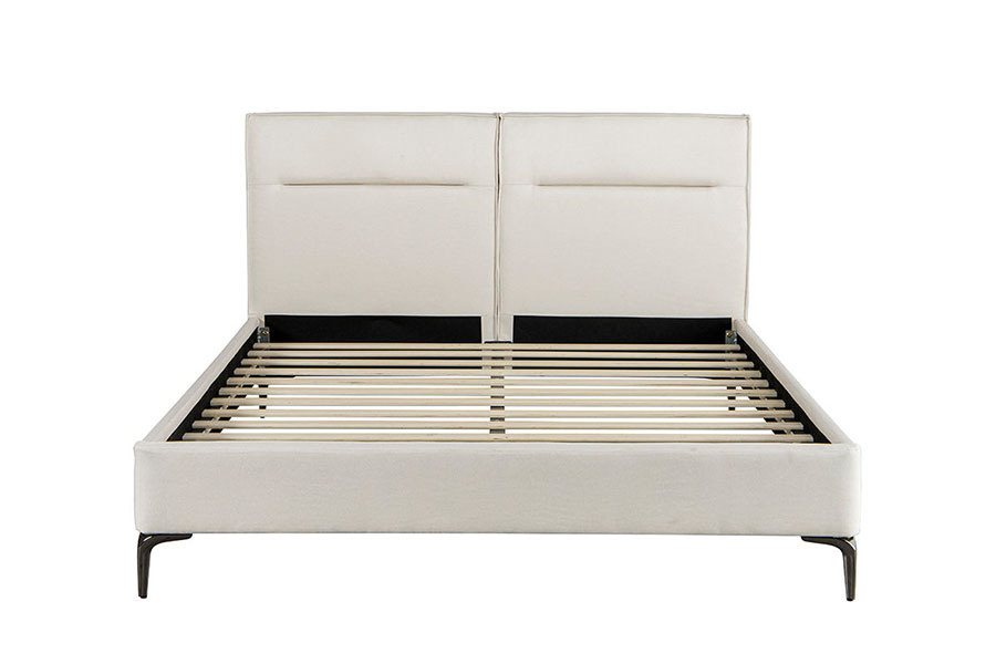 4266 Zip-Headboard Linen Beige Upholstered Bed