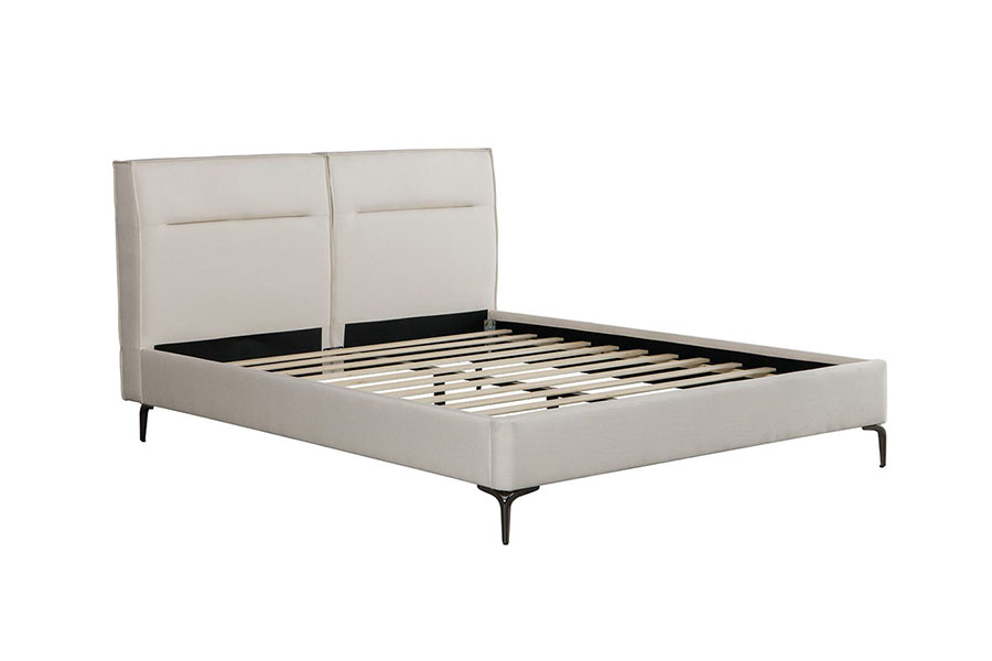 4266 Zip-Headboard Linen Beige Upholstered Bed