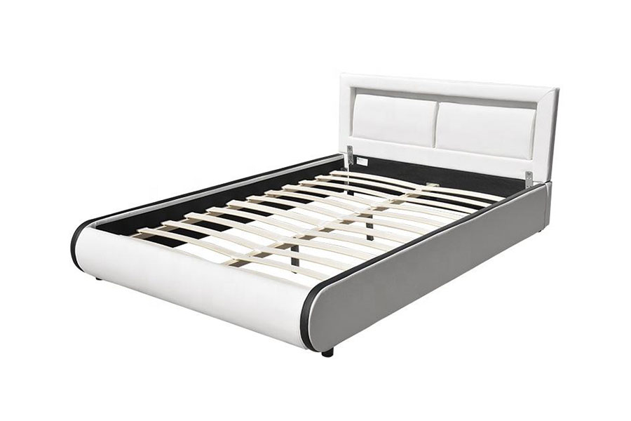 1124-1 Modern European LED Cushioned Leather Upholstered Bed Frame