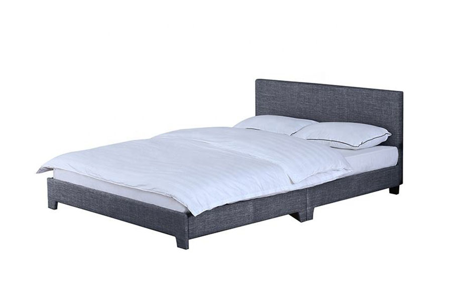 1142-2 American Style Linen Fabric Wooden Queen Bed Frame