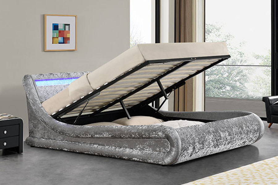 1138G Ottoman King LED PU Leather Upholstered Bed Frame