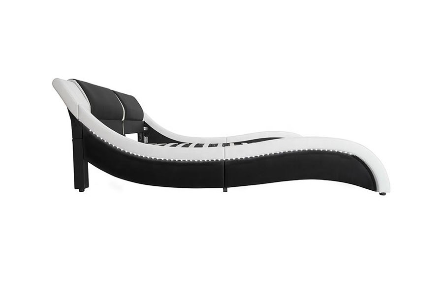 1178-1 Wave-Like LED Frame Leather Queen King Upholstered Bed