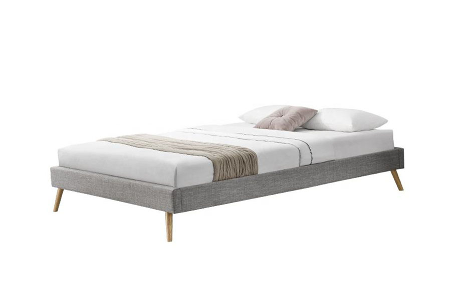 1159C Scandinavian Plywood Panel Linen Wood Feet Bed