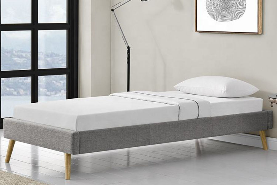 1159C Scandinavian Plywood Panel Linen Wood Feet Bed