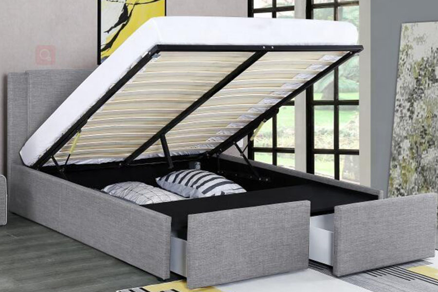 1311DG Gas-Lift Two-Drawer Fabric Wooden Storage Upholstered Bed Frame