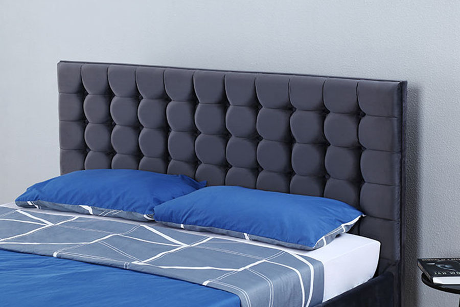 1354G Velvet Tufted Panel Solid-Wood King Ottoman Storage Bed Frame
